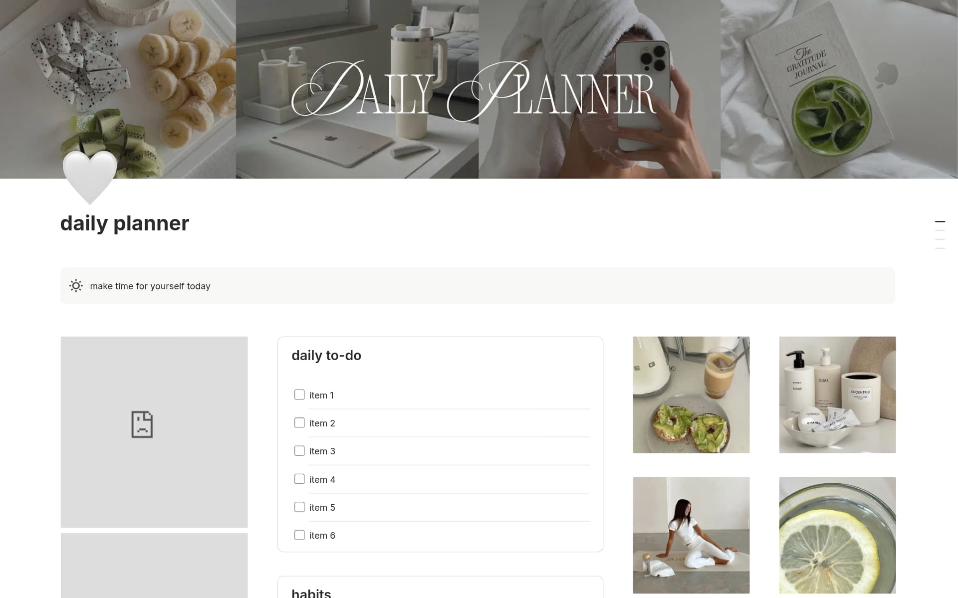 A template preview for simple, aesthetic daily planner and journal