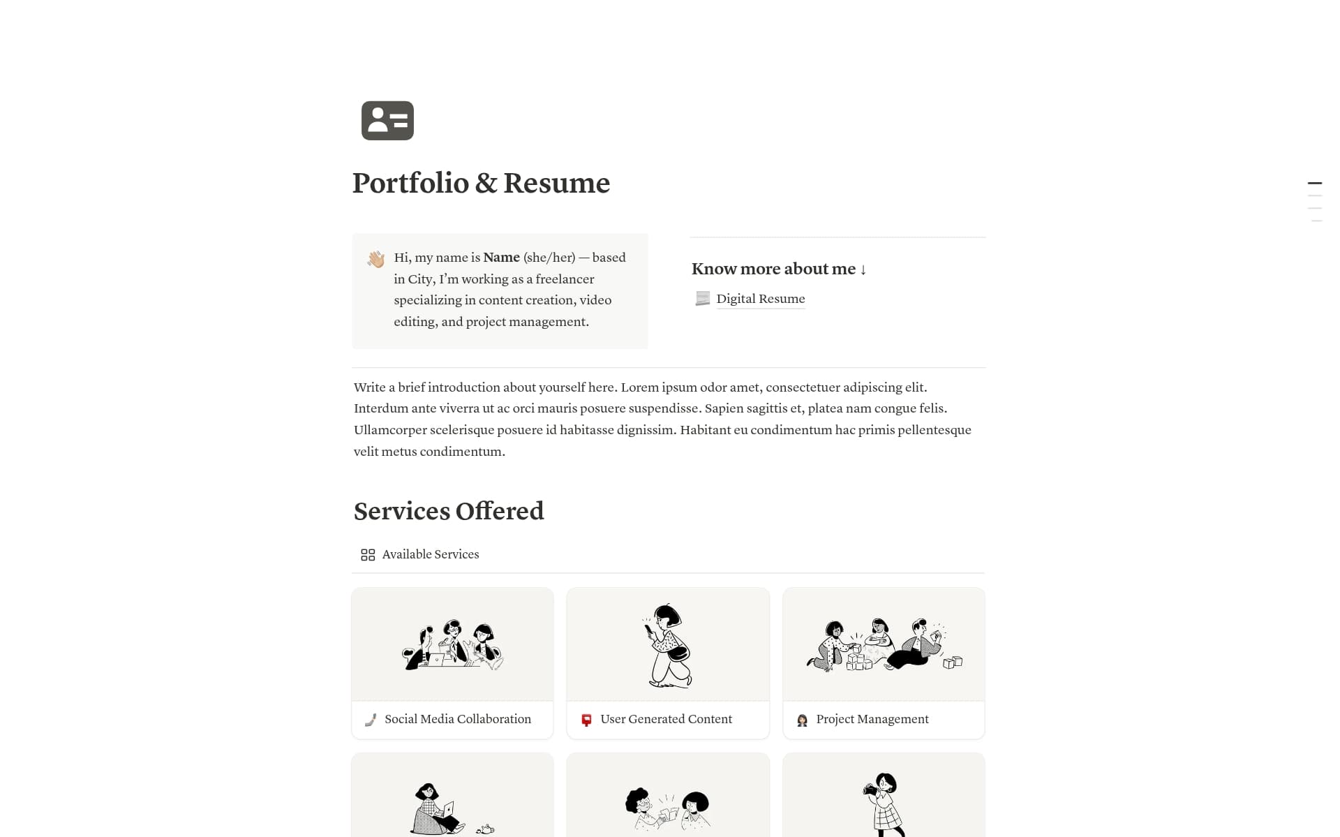 A template preview for Portfolio & Resume