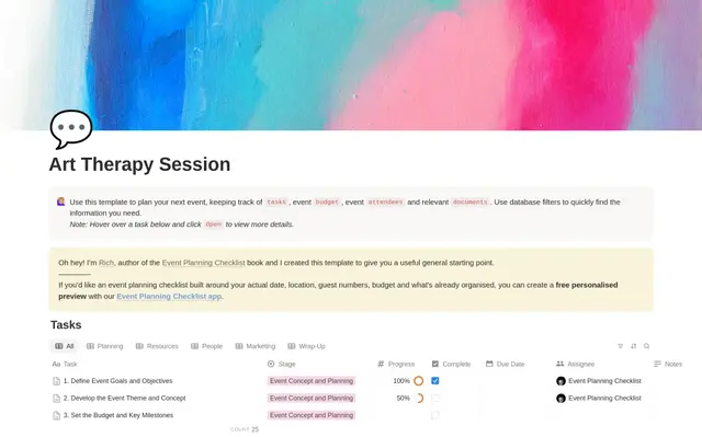Art Therapy Session Planning Checklist preview