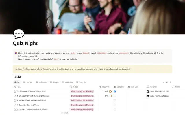 Quiz Night Planning Checklist preview
