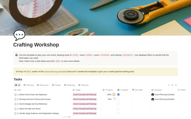 Crafting Workshop Planning Checklist preview