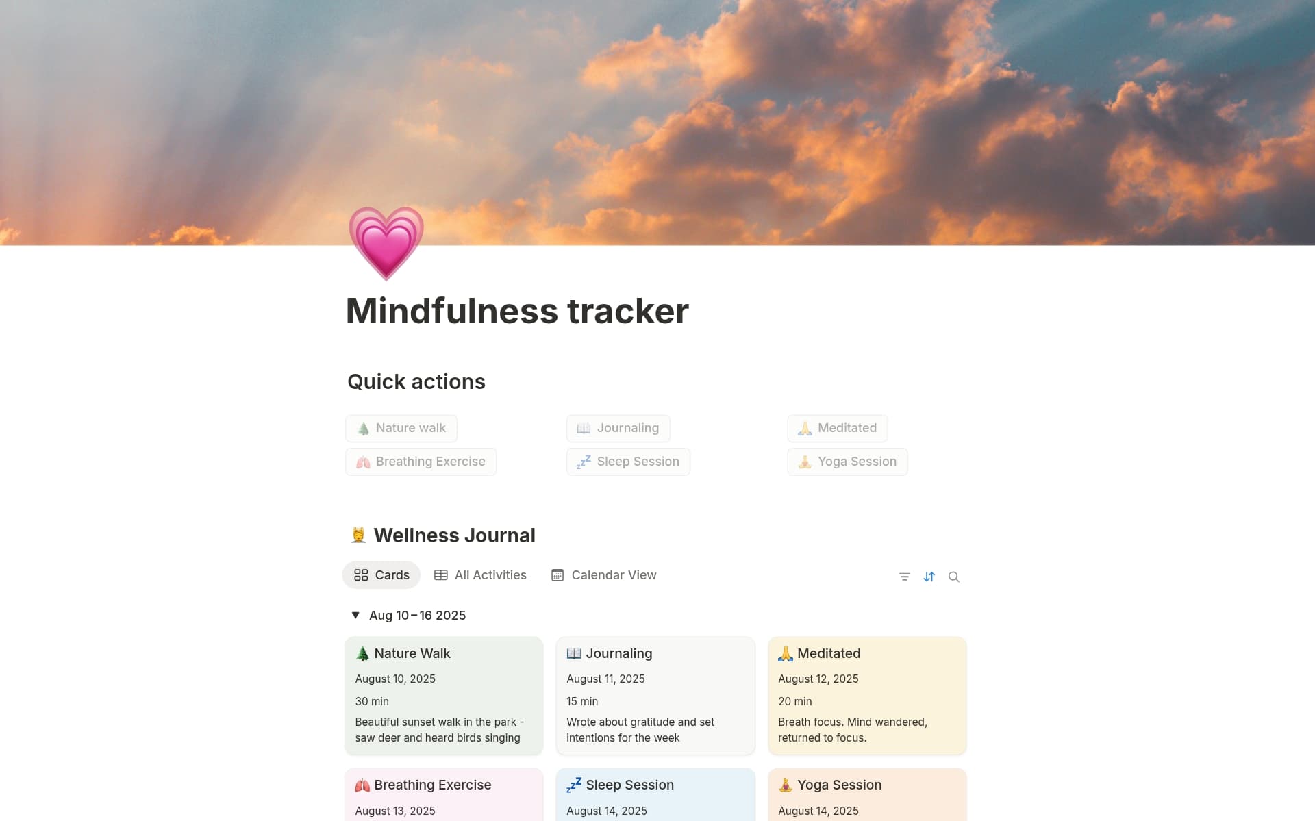 Ảnh chụp bộ sưu tập Your digital detox playground do Notion tạo