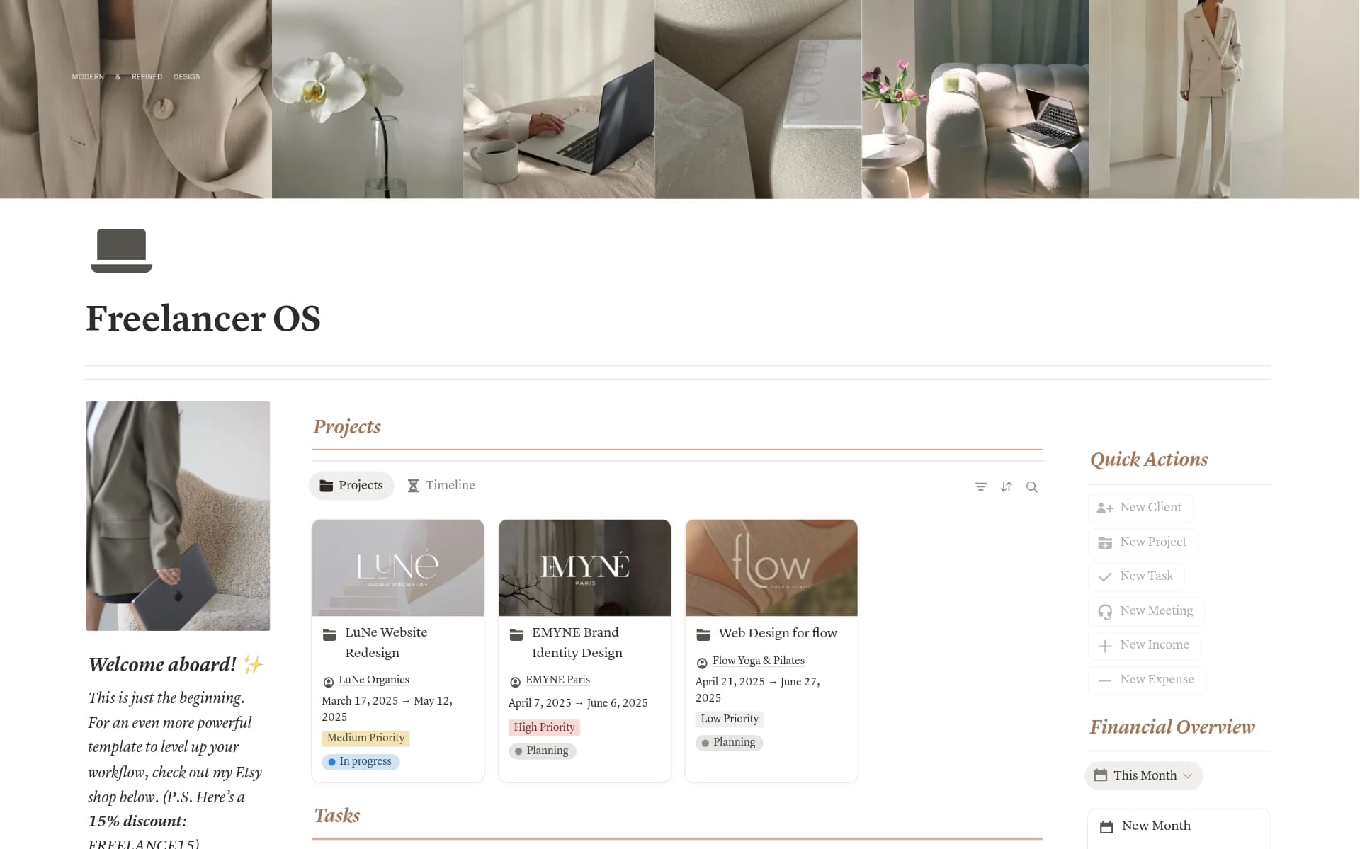 A template preview for Freelancer Business Planner