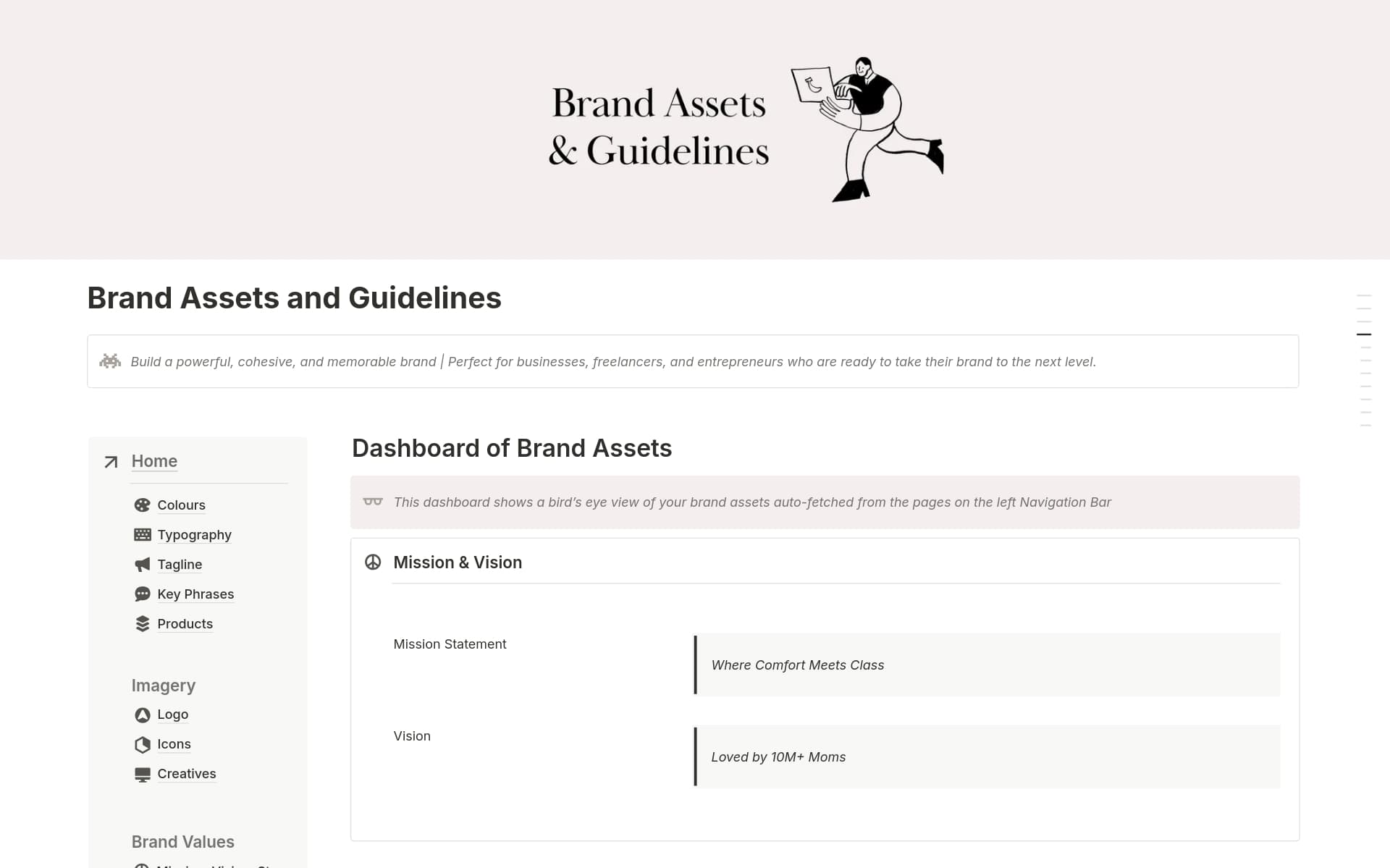 A template preview for Brand Guidelines and Assets