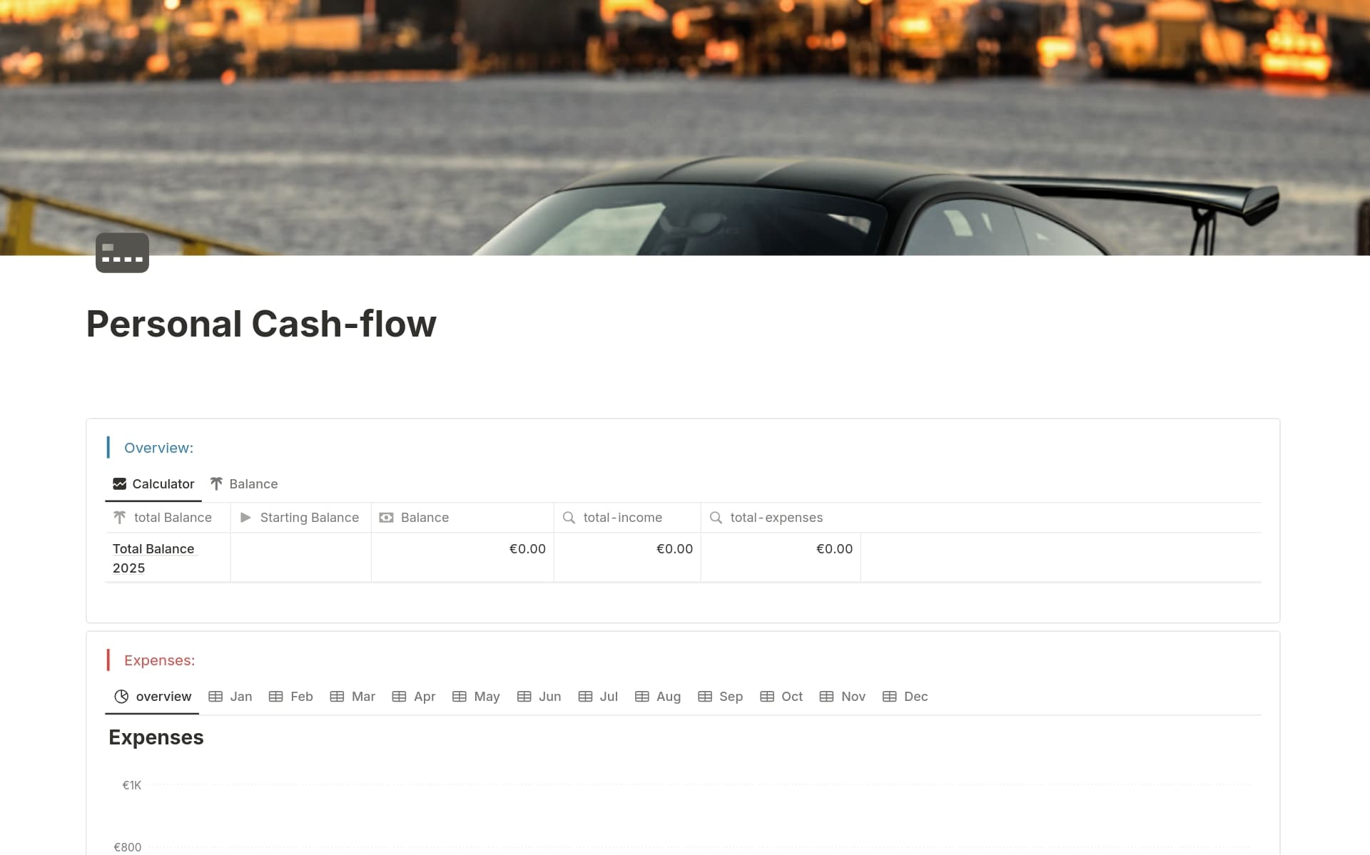 A template preview for Personal Finance