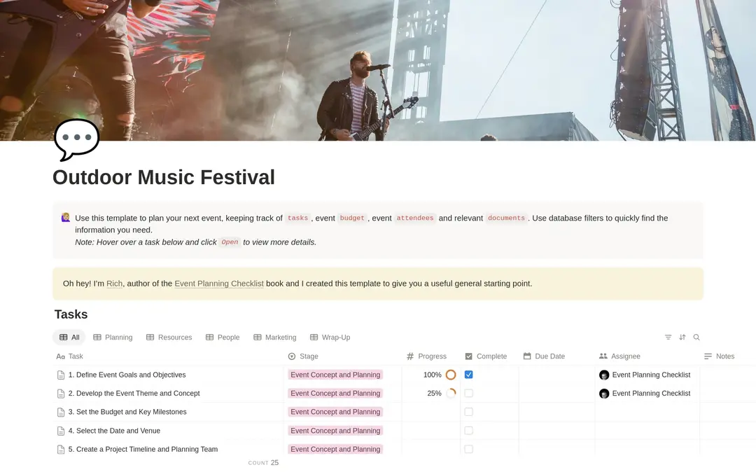 Outdoor Music Festival Planning Checklist preview