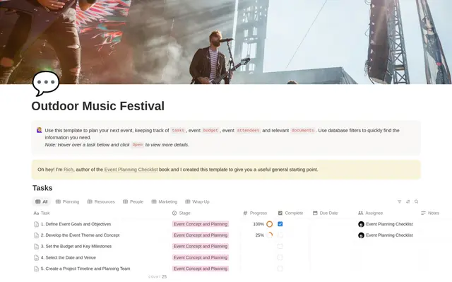Outdoor Music Festival Planning Checklist preview
