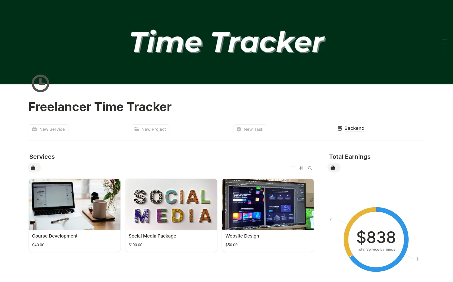 A template preview for Freelancer Time Tracker