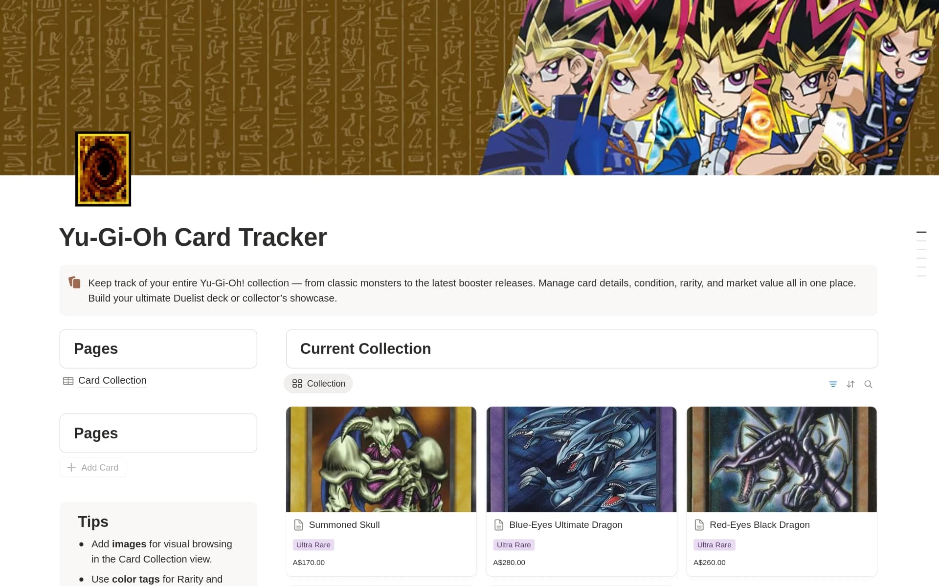 Yu-Gi-Oh Card Collector Template by Nebula | Notion Marketplace Yu-Gi-Oh Card Collector Template by Nebula | Notion Marketplace
