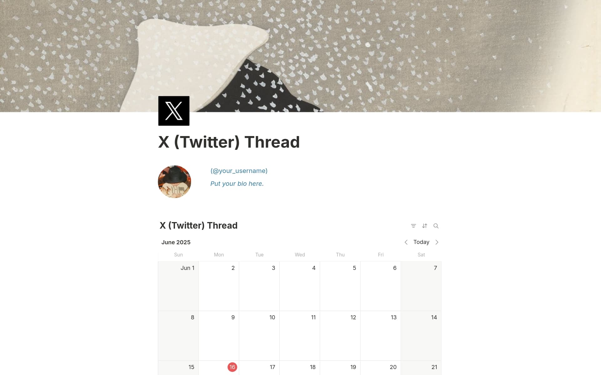 A template preview for X (Twitter) Thread