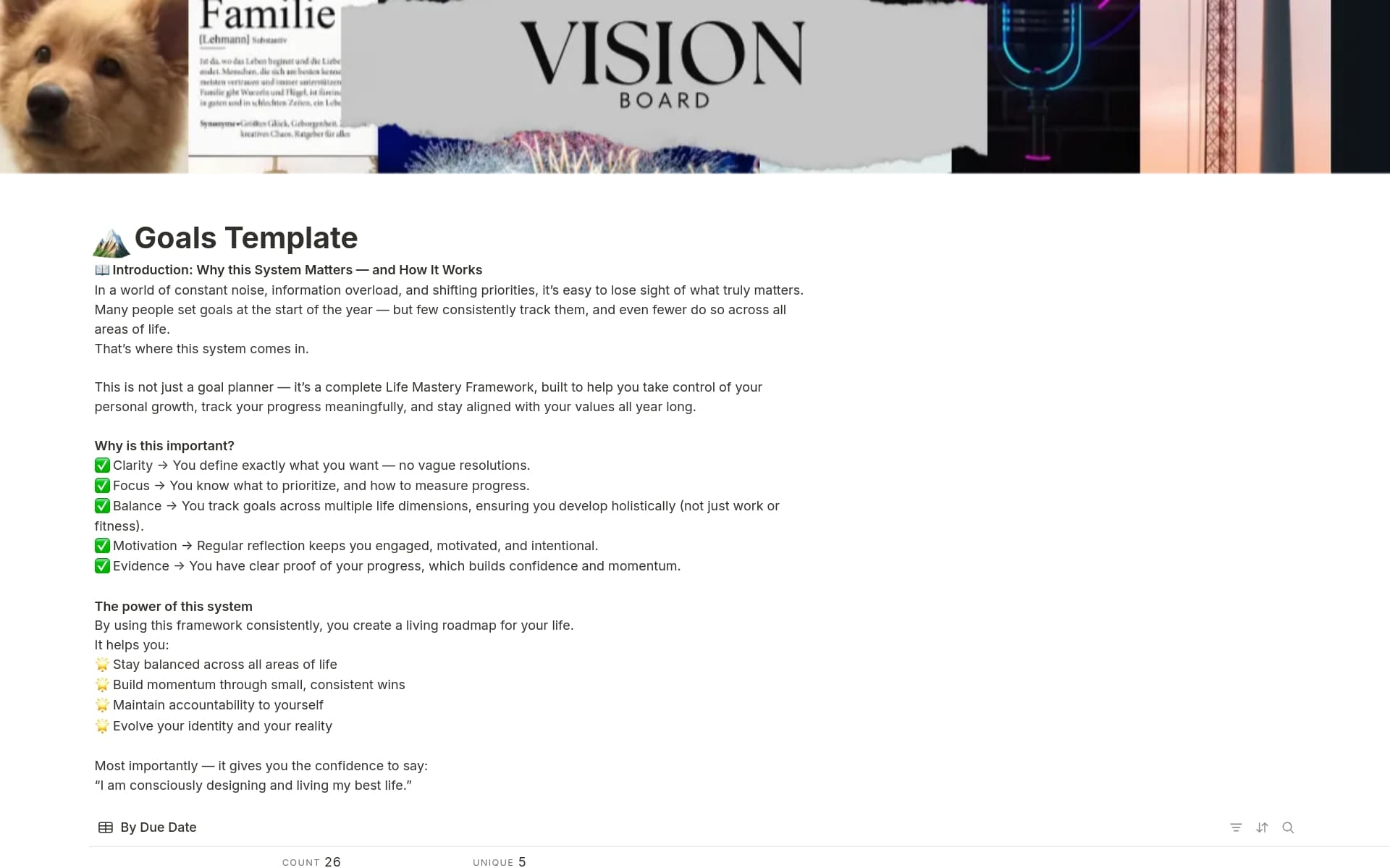 A template preview for SMART Goals Tracker