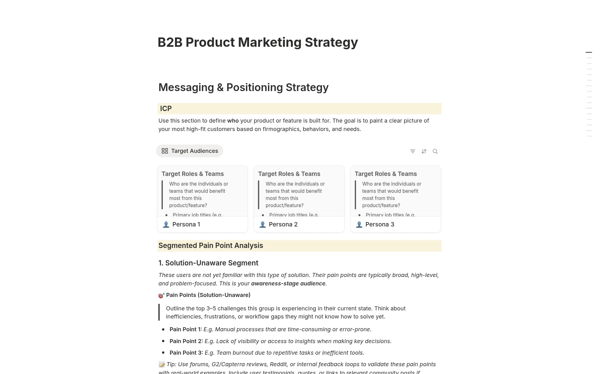 A template preview for B2B Product Marketing