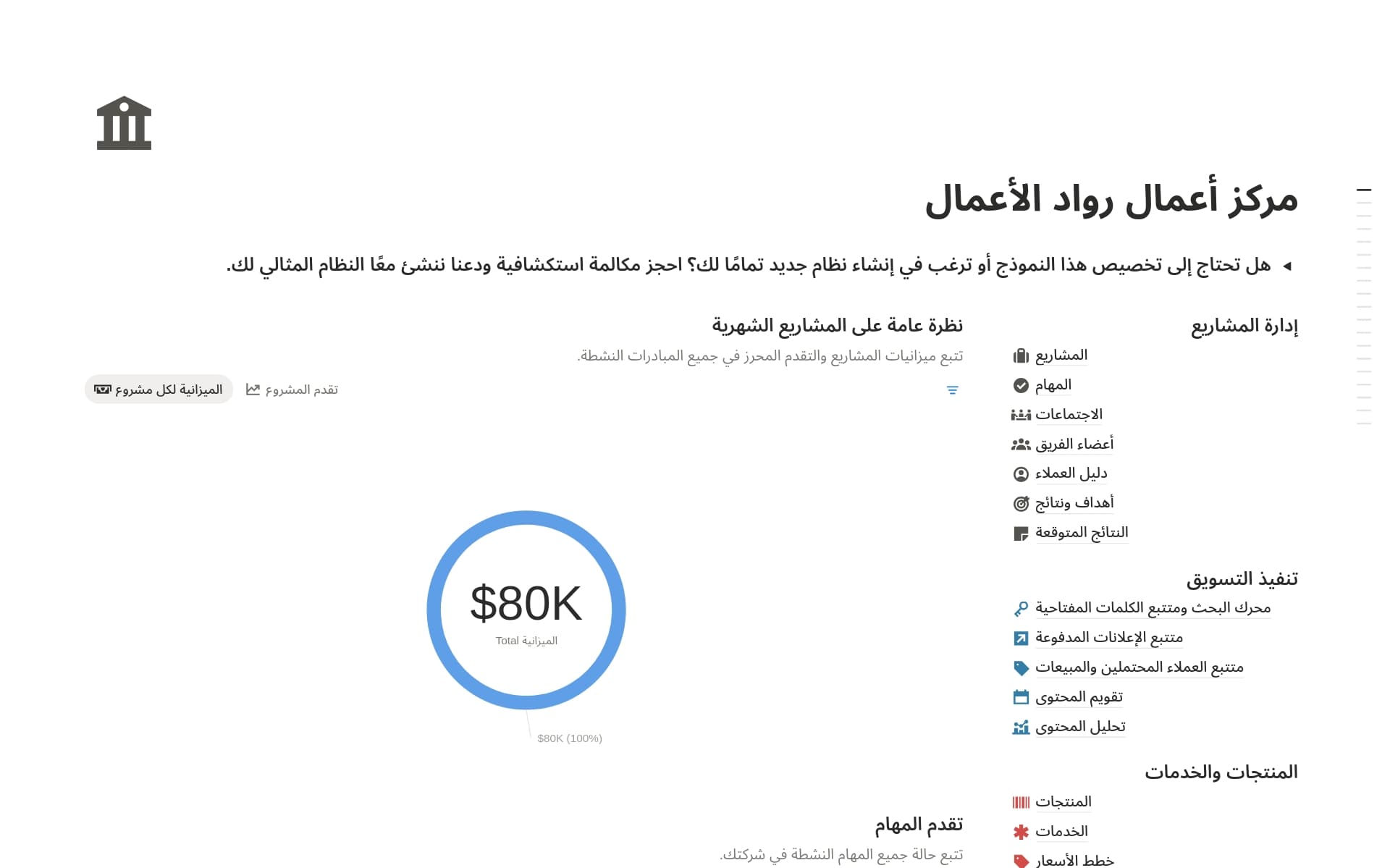 معاينة قالب مركز أعمال رواد الأعمال