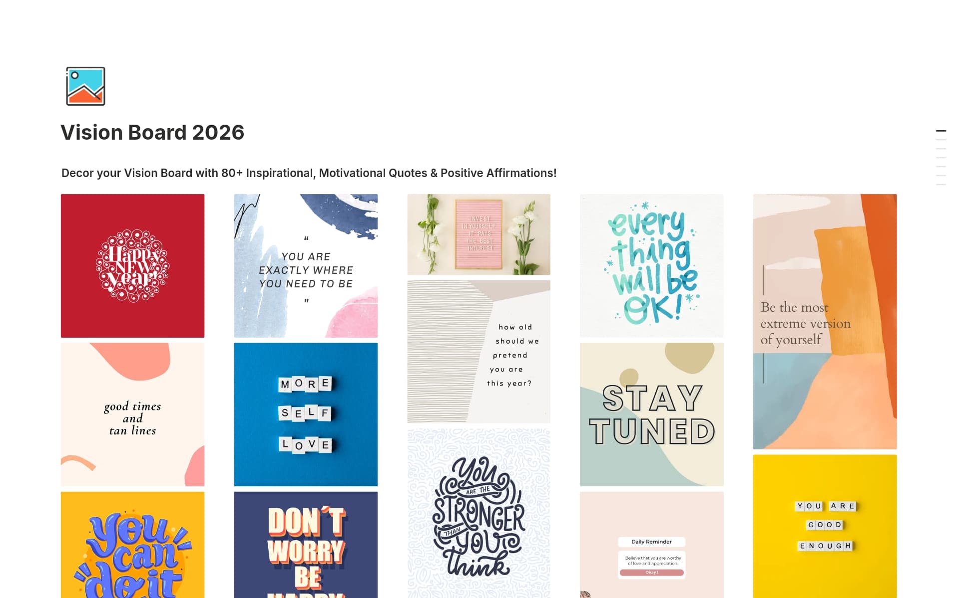 A template preview for Vision Board— Happy New Year 2026!