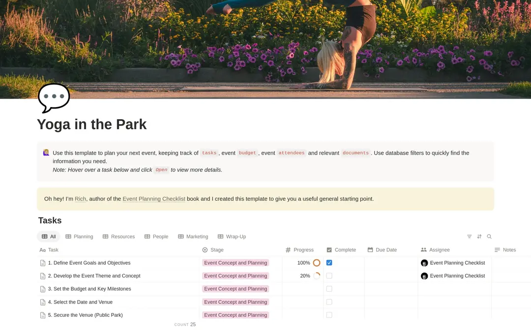 Yoga in the Park Planning Checklist preview