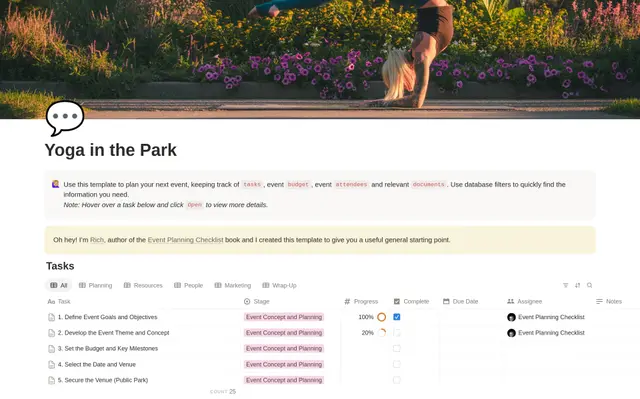 Yoga in the Park Planning Checklist preview