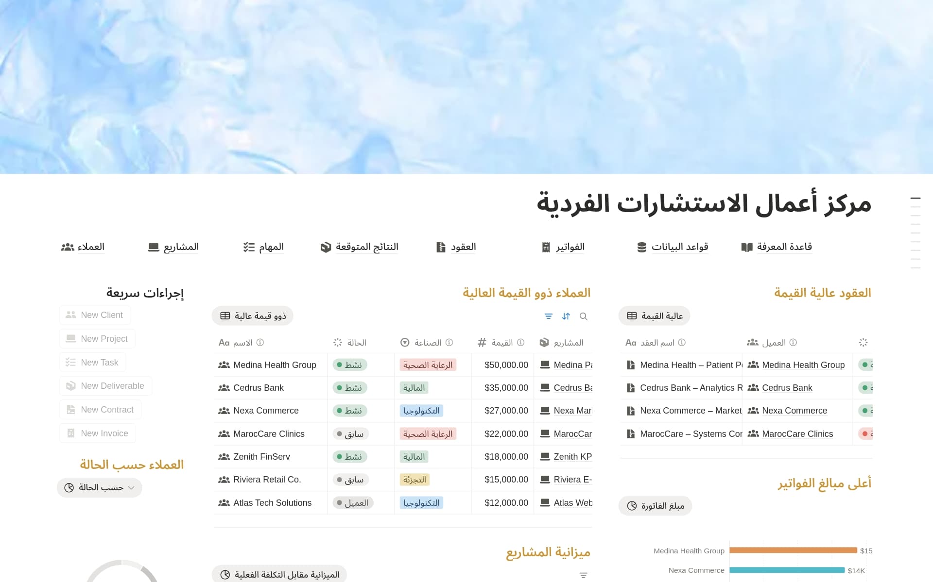 معاينة قالب مركز أعمال الاستشارات الفردية