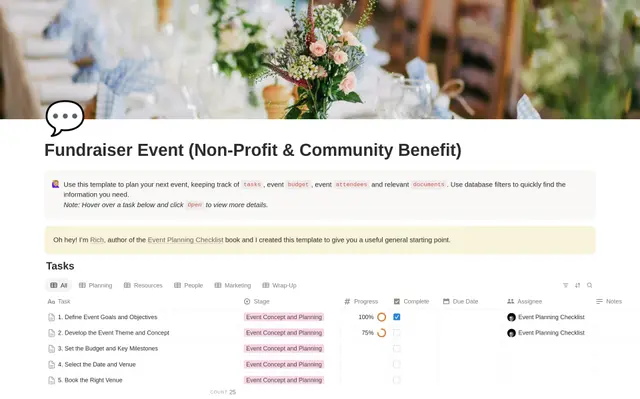 Fundraiser Event Planning Checklist preview