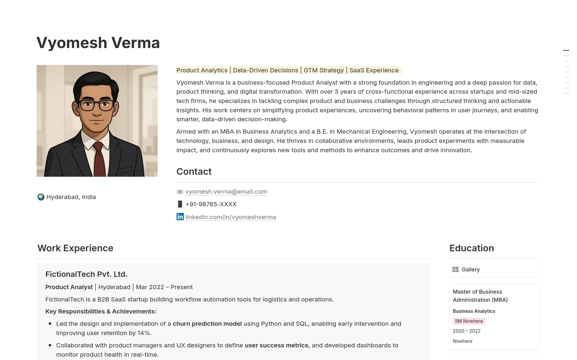 A template preview for Professional Resume