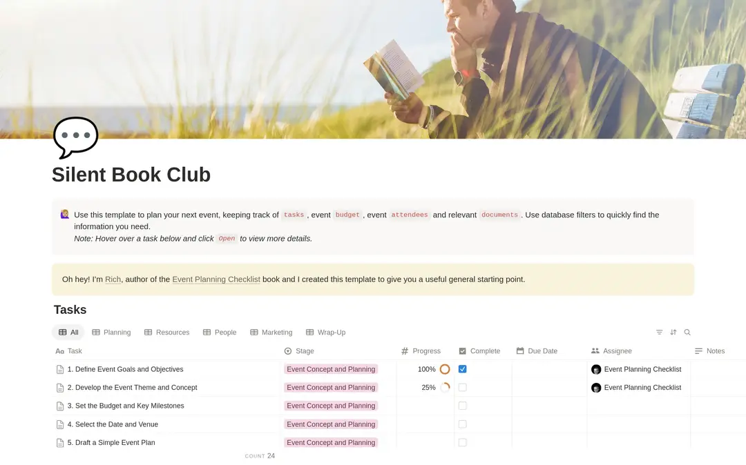 Silent Book Club Planning Checklist preview