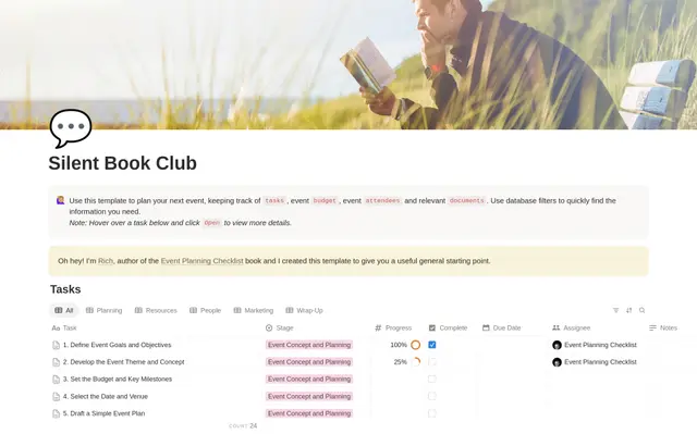 Silent Book Club Planning Checklist preview
