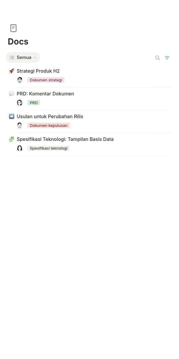 Tangkapan layar aplikasi seluler Notion