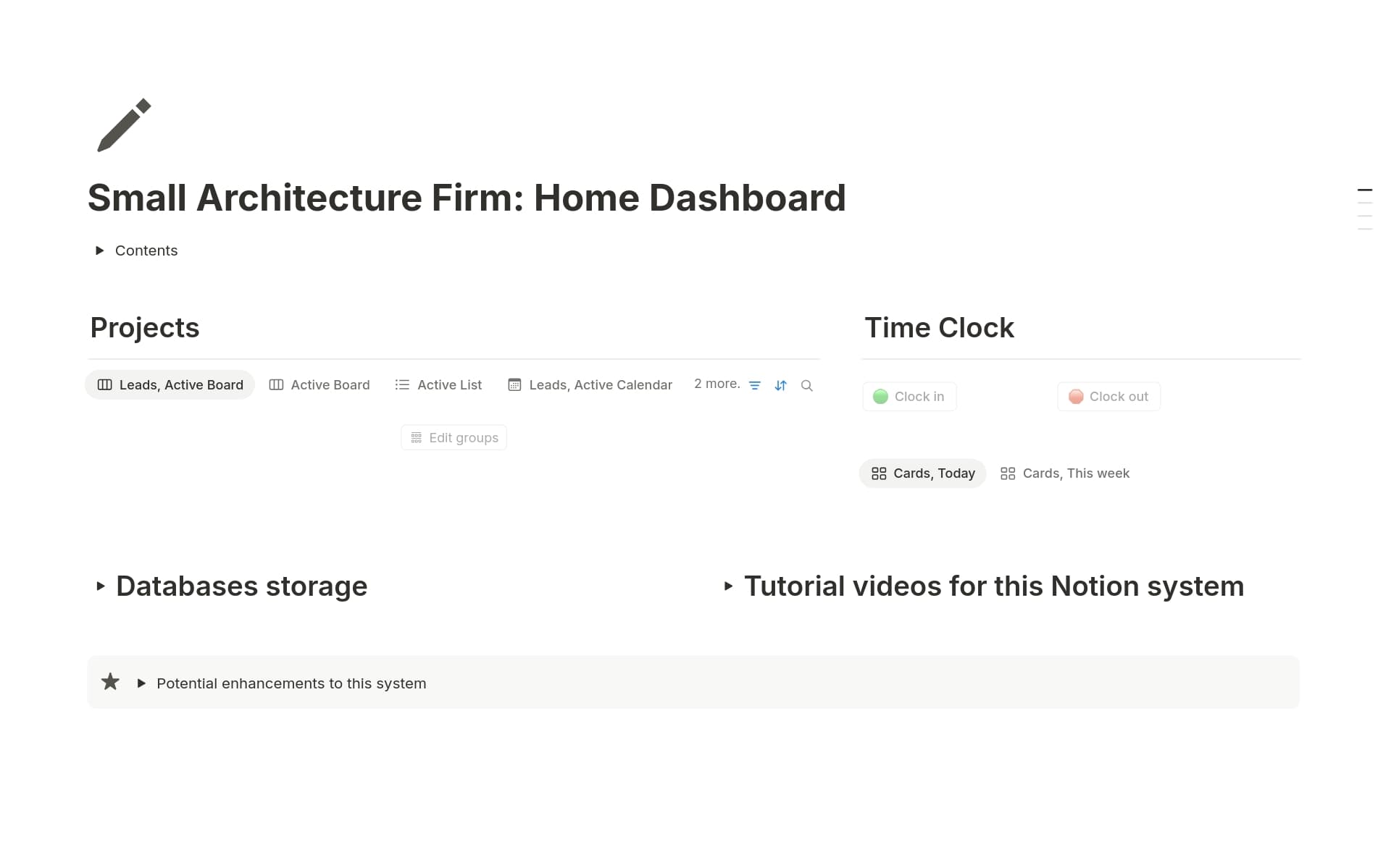 A template preview for Small Architecture Firm Project Manager
