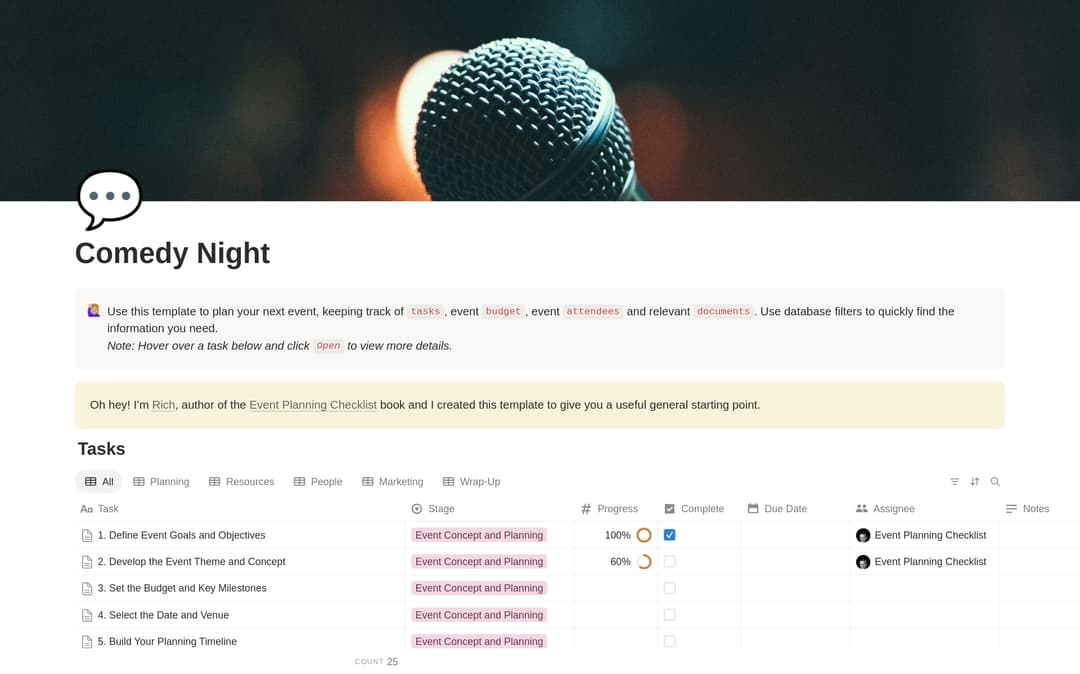 Comedy Night Planning Checklist preview
