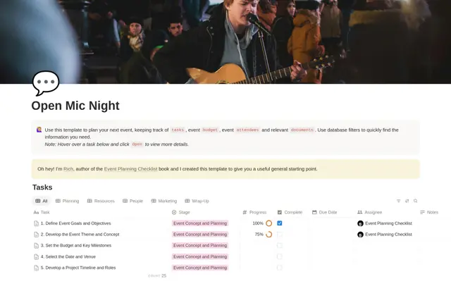Open Mic Night Planning Checklist preview