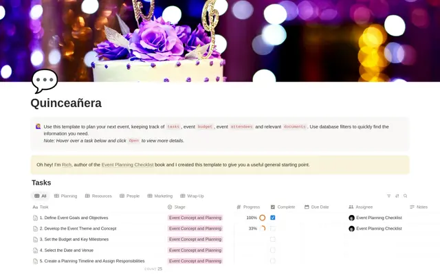 Quinceañera Planning Checklist preview