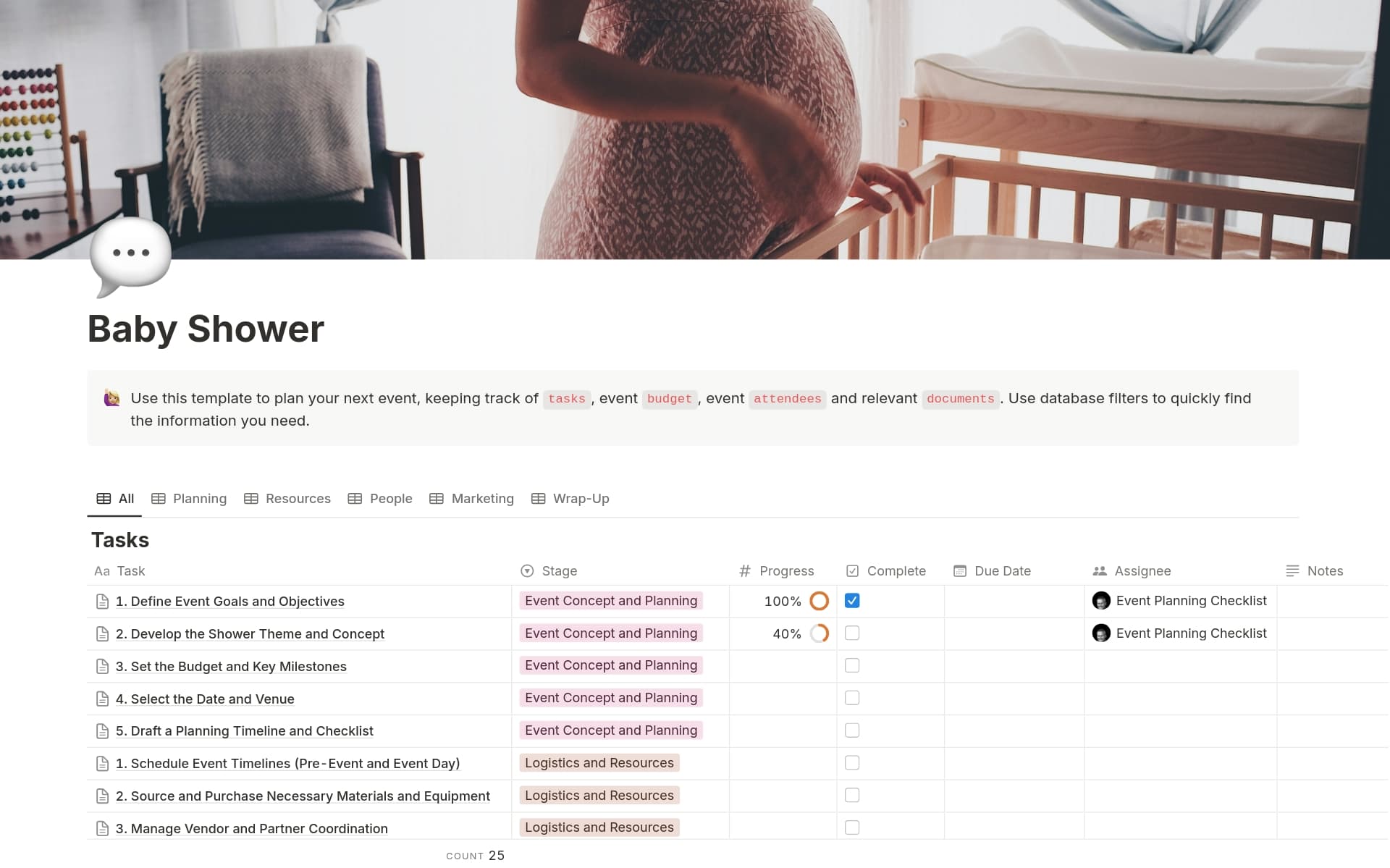 Need to plan for an event but don't know where to start? Buy our detailed Notion event planning templates to keep track of tasks, plan your budget, track attendees and store event documentation. Check terms before purchase.