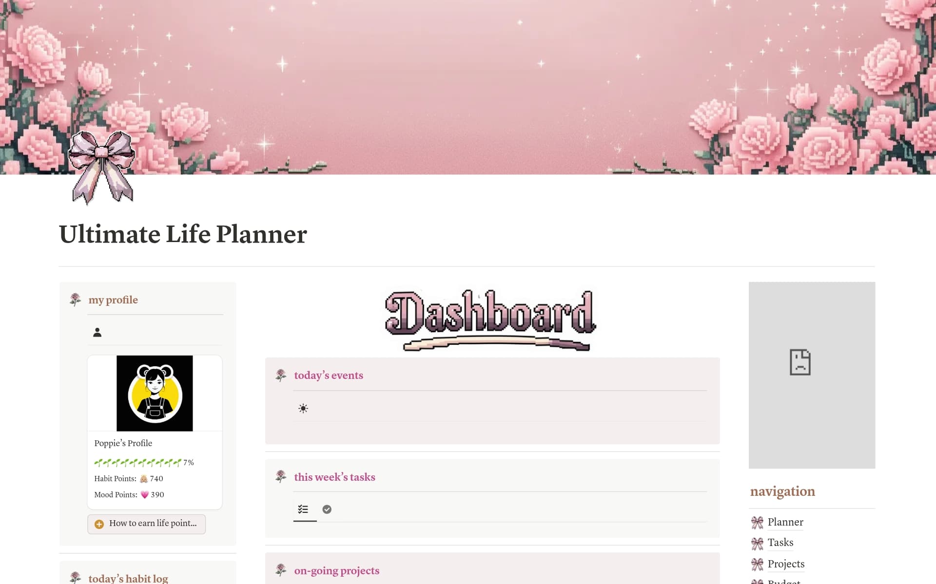 A template preview for Ultimate Life Planner All-in-One Dashboard 2025
