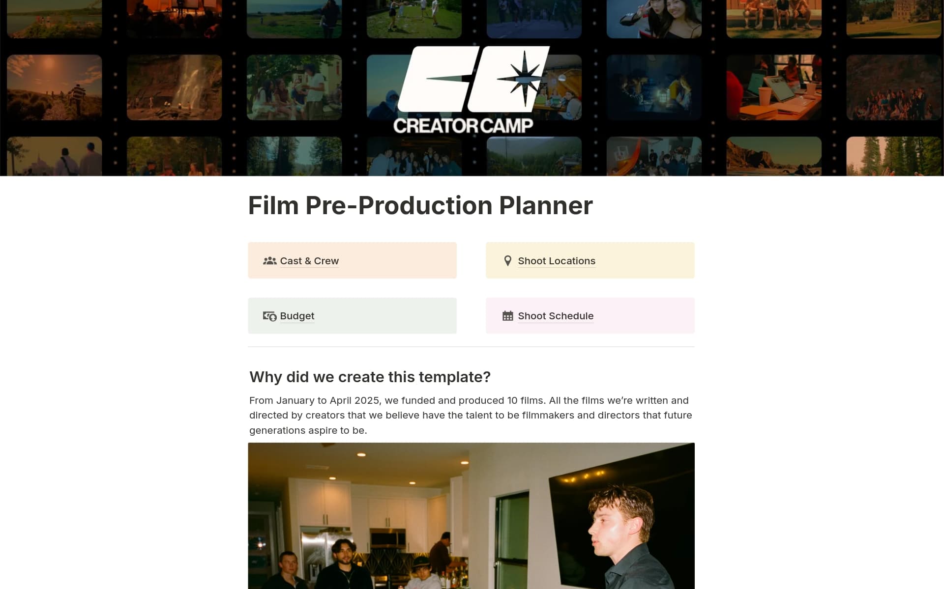 A template preview for Pre-Production Filmmaker Planner