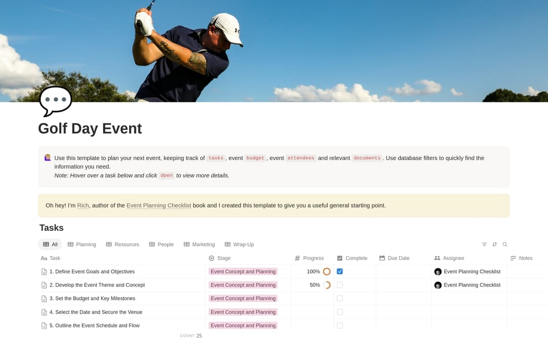 Golf Day Planning Checklist preview