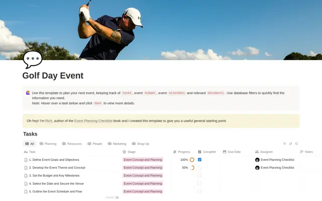 Golf Day Planning Checklist preview