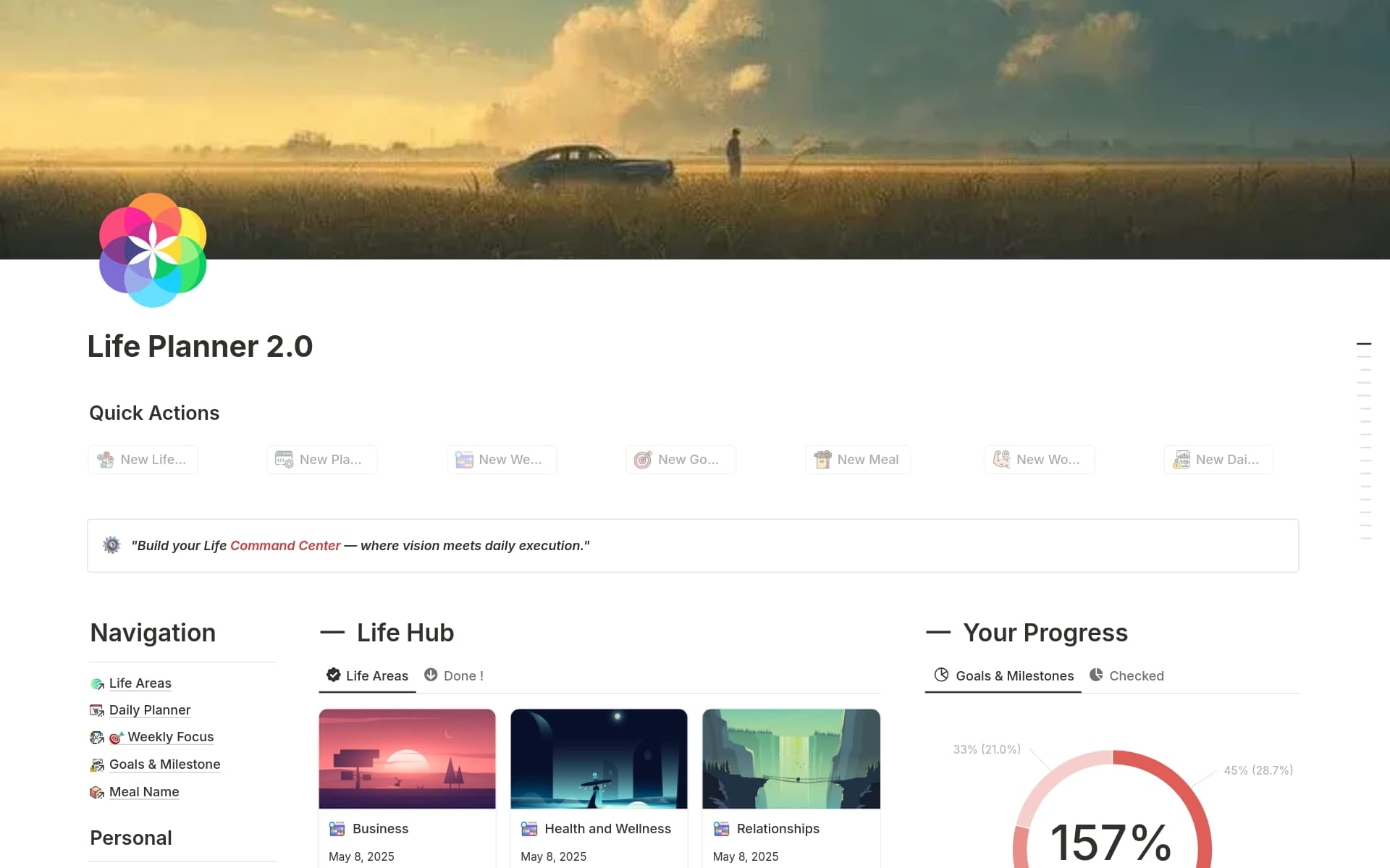 A template preview for Life Planner 2.0