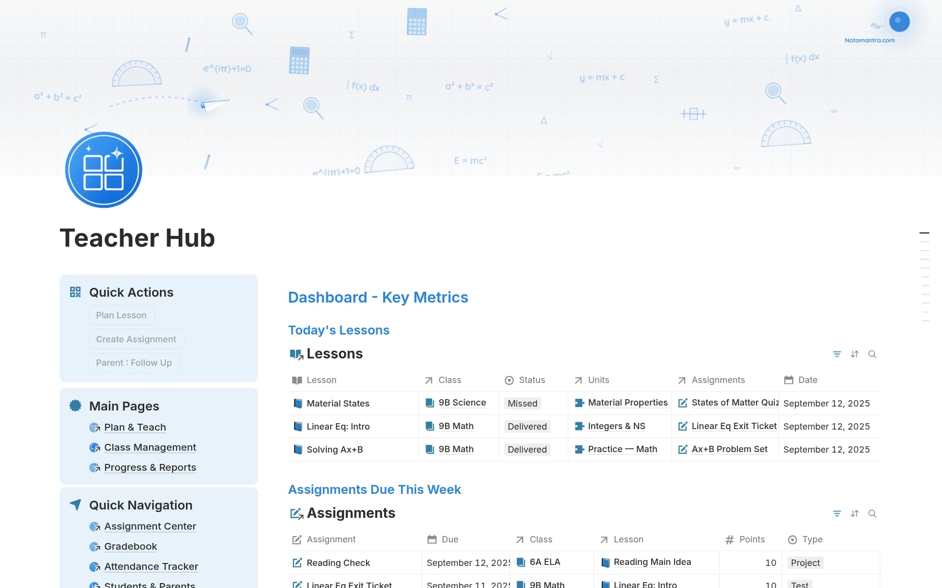 A template preview for Teacher Lesson Planner