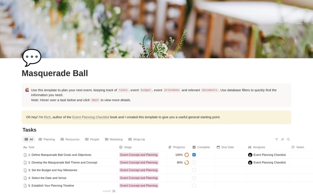 Masquerade Ball Planning Checklist preview