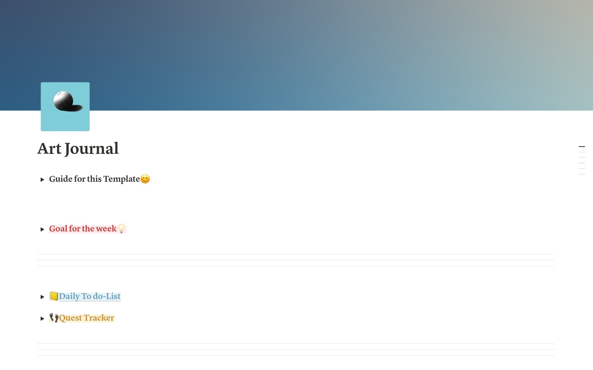 A template preview for Artist's Simplest Art Journal