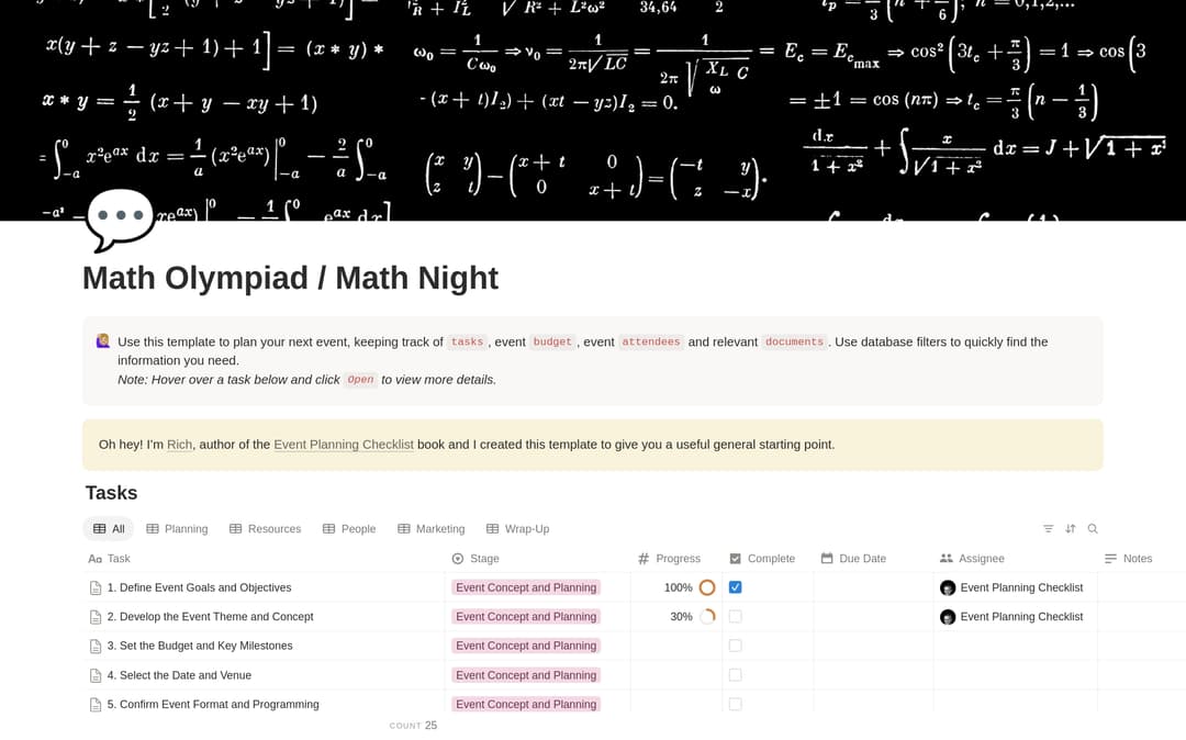Math Night Planning Checklist preview