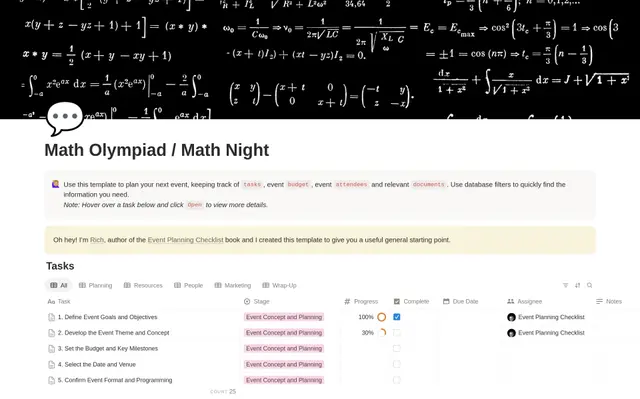 Math Night Planning Checklist preview