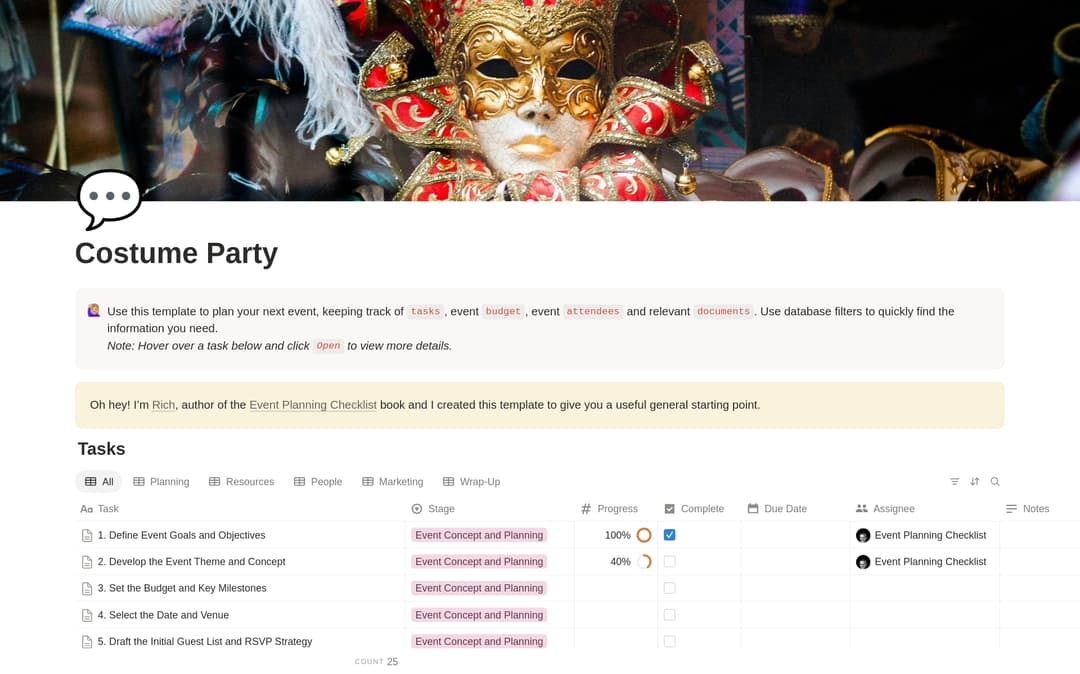 Costume Party Planning Checklist preview