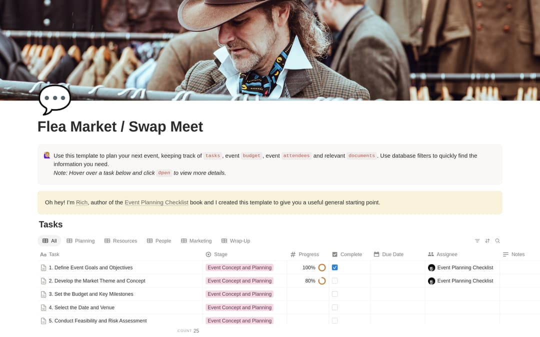 Flea Market / Swap Meet Planning Checklist preview