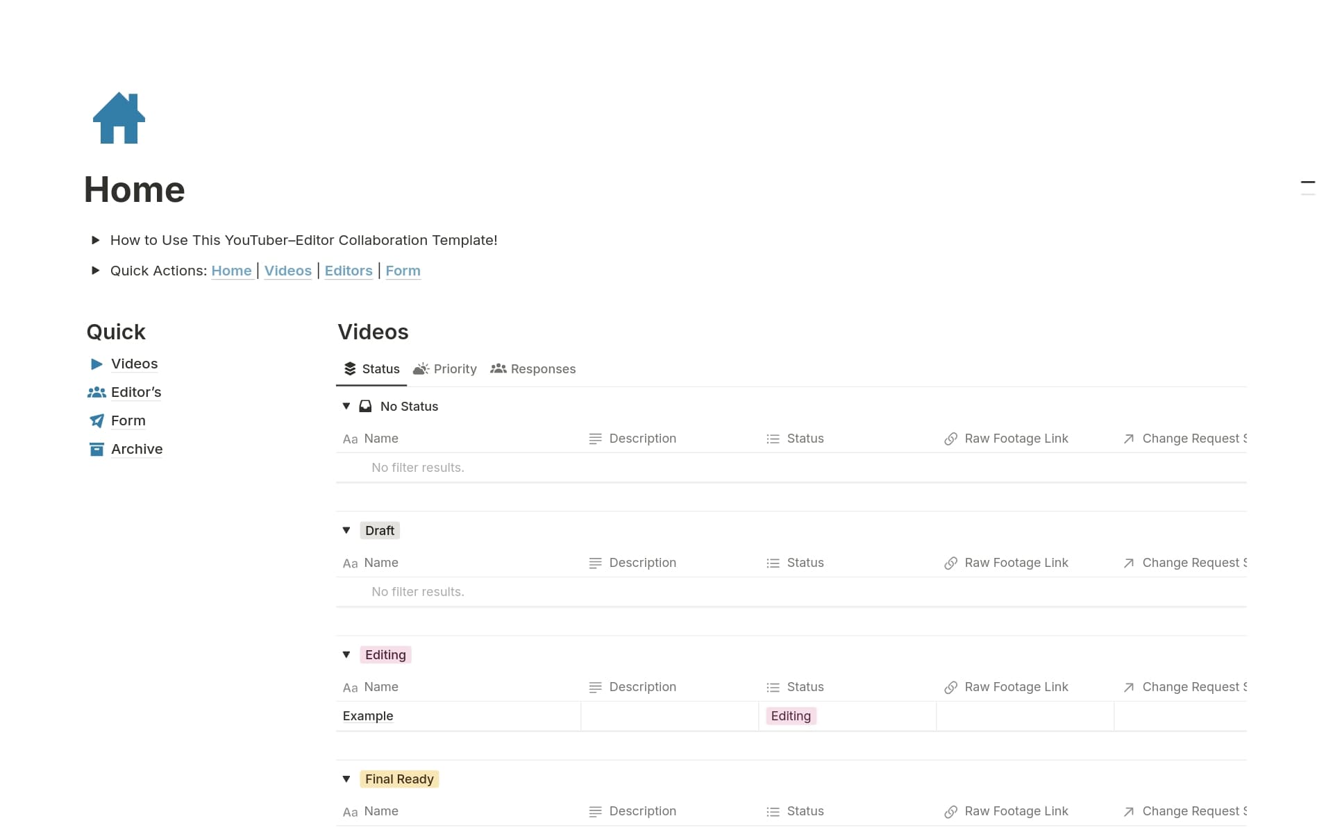 A template preview for YouTuber's Editor Collab