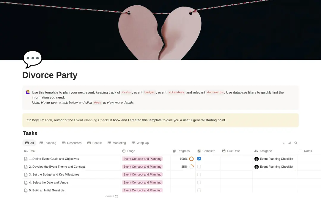 Divorce Party Planning Checklist preview