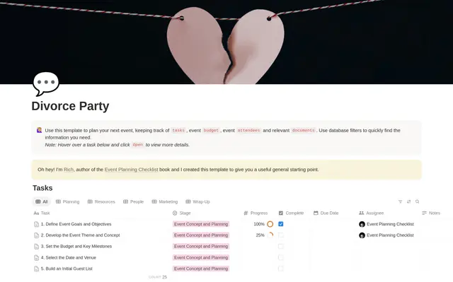 Divorce Party Planning Checklist preview