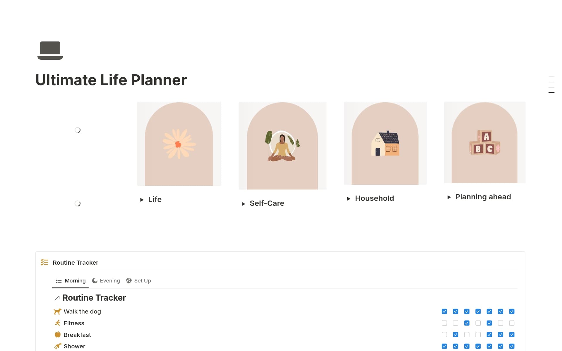 A template preview for Ultimate Life Planner