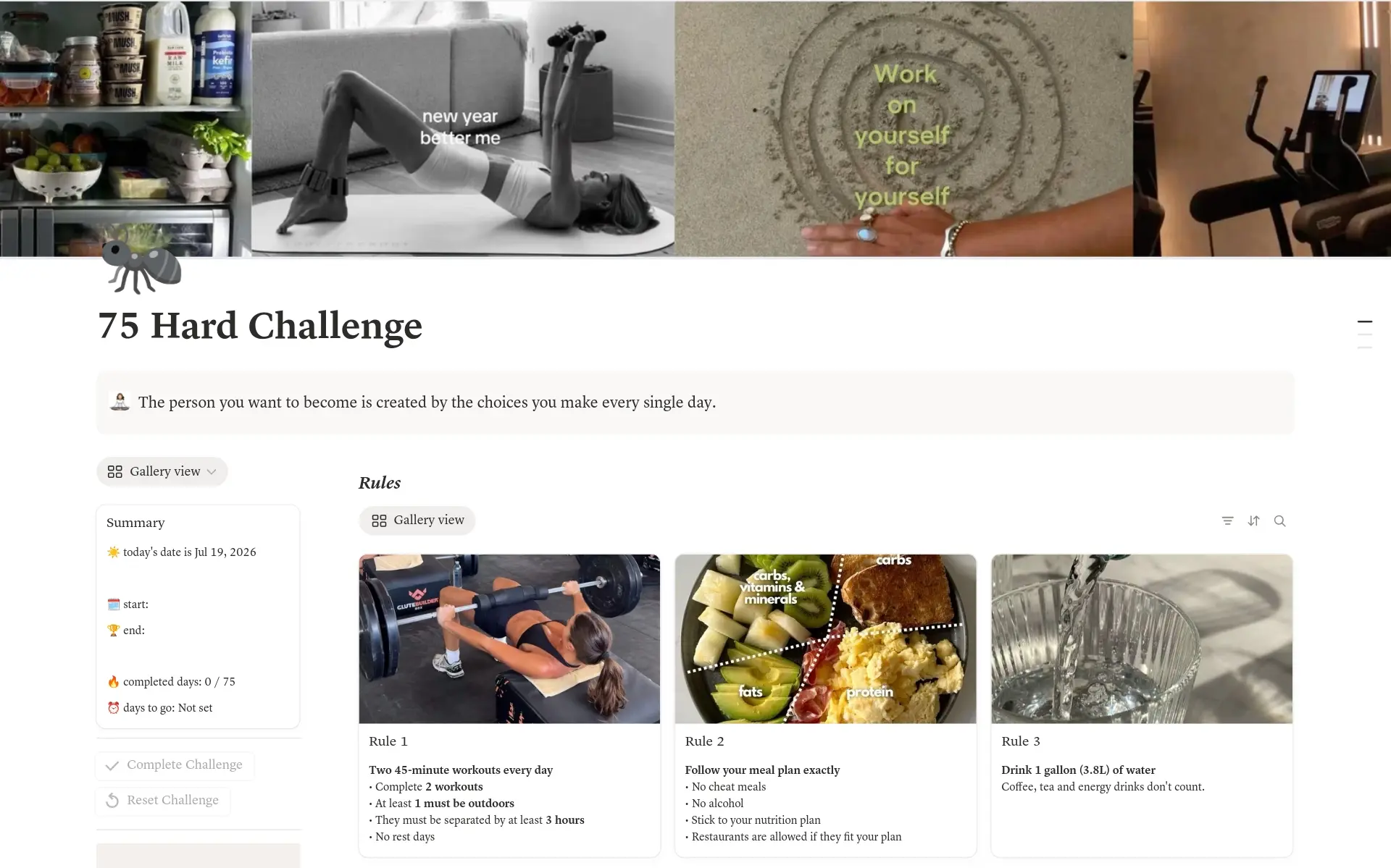 75 Hard Challenge template preview