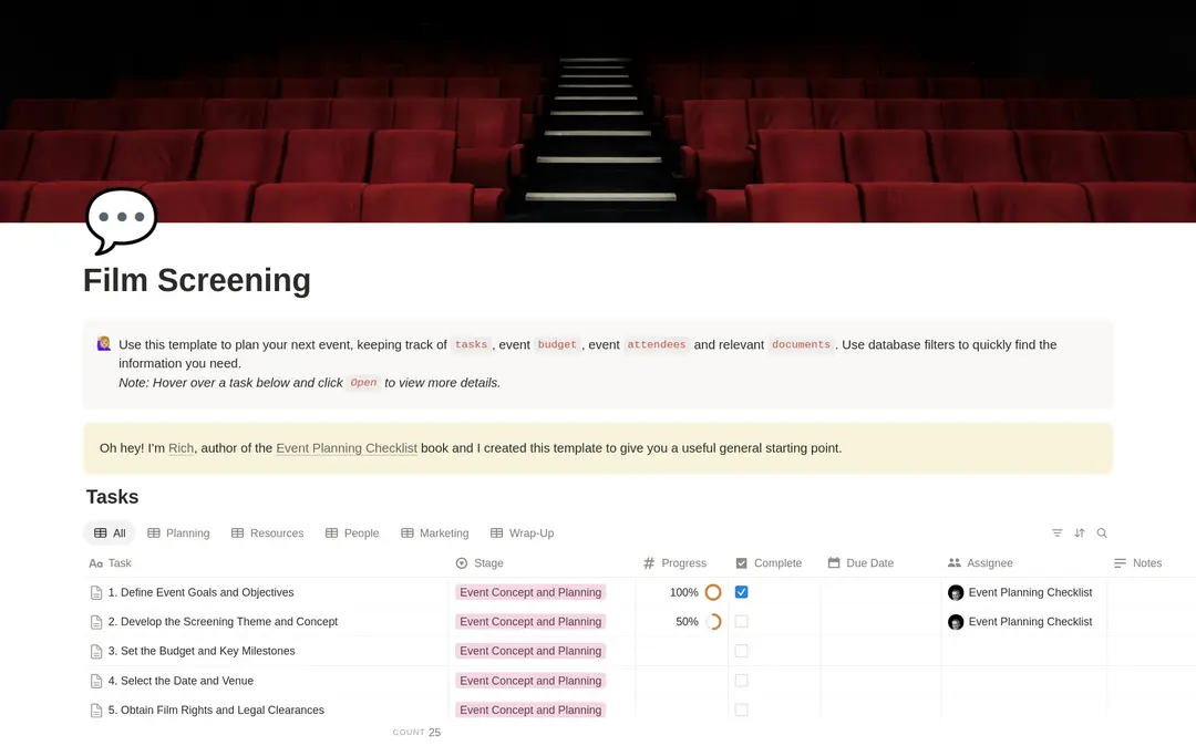 Film Screening Planning Checklist preview