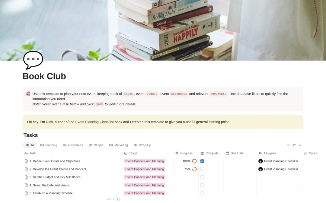 Book Club Planning Checklist preview